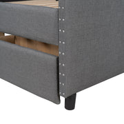 DreamHaus upholstered daybed with two storage drawers and wood slat support, modern storage bed for cozy bedroom decor.