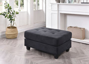 Contemporary upholstered ottoman by Glory Furniture featuring a chic, modern design with soft fabric and sturdy wooden legs.