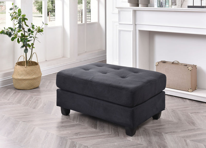 Contemporary upholstered ottoman by Glory Furniture featuring a chic, modern design with soft fabric and sturdy wooden legs.