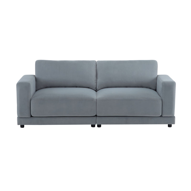 Modern Square Arm Sofa With Soft Fabric Upholstery, Deep Cushions - R&R Furniture Gallery (Fountain Valley, CA)