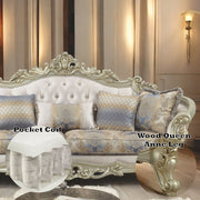 Gorsedd - Sofa With 5 Pillows - Fabric & Golden Ivory - R&R Furniture Gallery (Fountain Valley, CA)