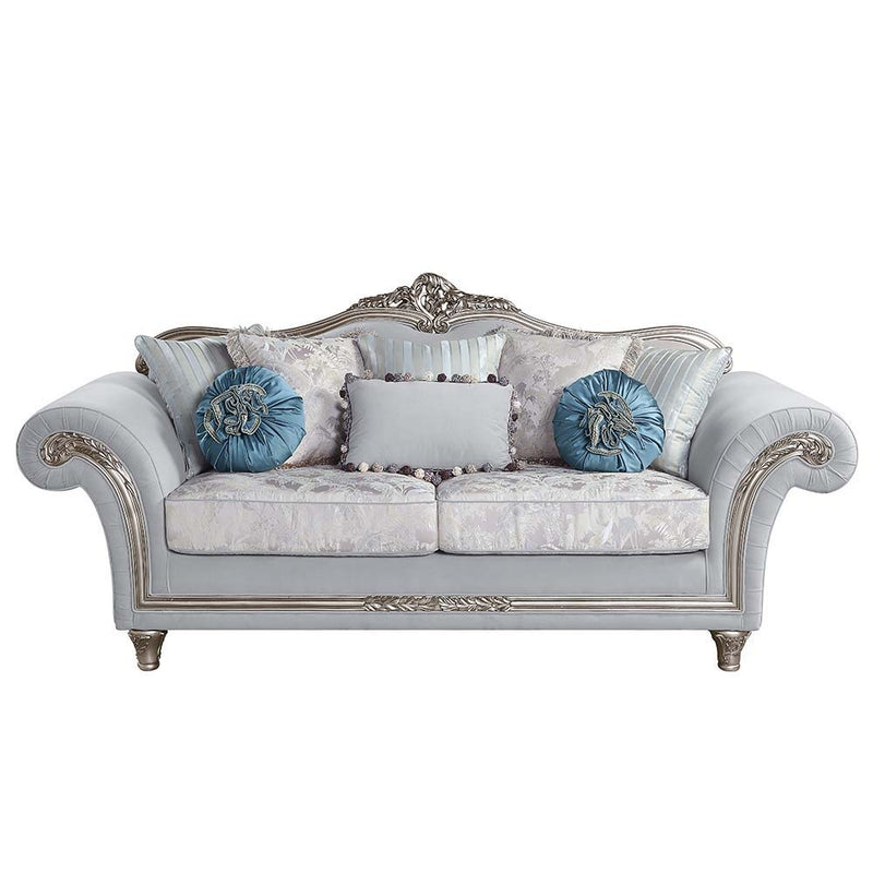 Pelumi - Sofa With 8 Pillows - Light Gray Linen & Platinum - R&R Furniture Gallery (Fountain Valley, CA)
