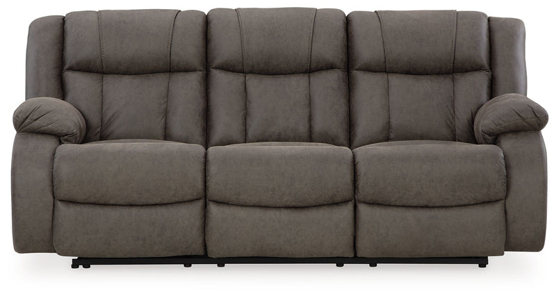 First Base - Reclining Sofa - Gunmetal - R&R Furniture Gallery (Fountain Valley, CA)