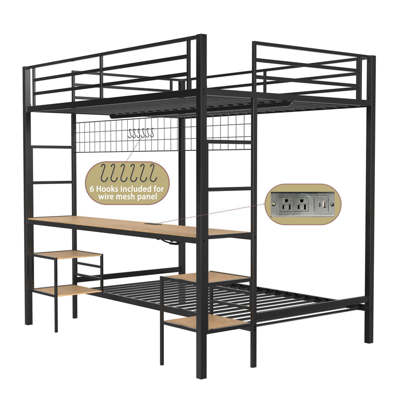 Ethan - Bunk Bed With Desk, Charging Station, Storage Shelves - R&R Furniture Gallery (Fountain Valley, CA)