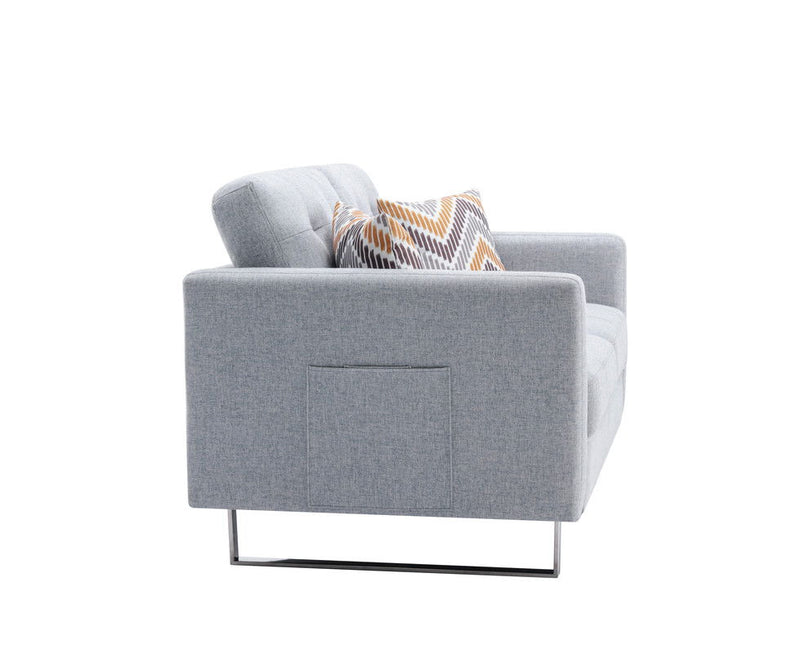 Victoria - Fabric Loveseat With Metal Legs, Side Pockets, And Pillows - R&R Furniture Gallery (Fountain Valley, CA)