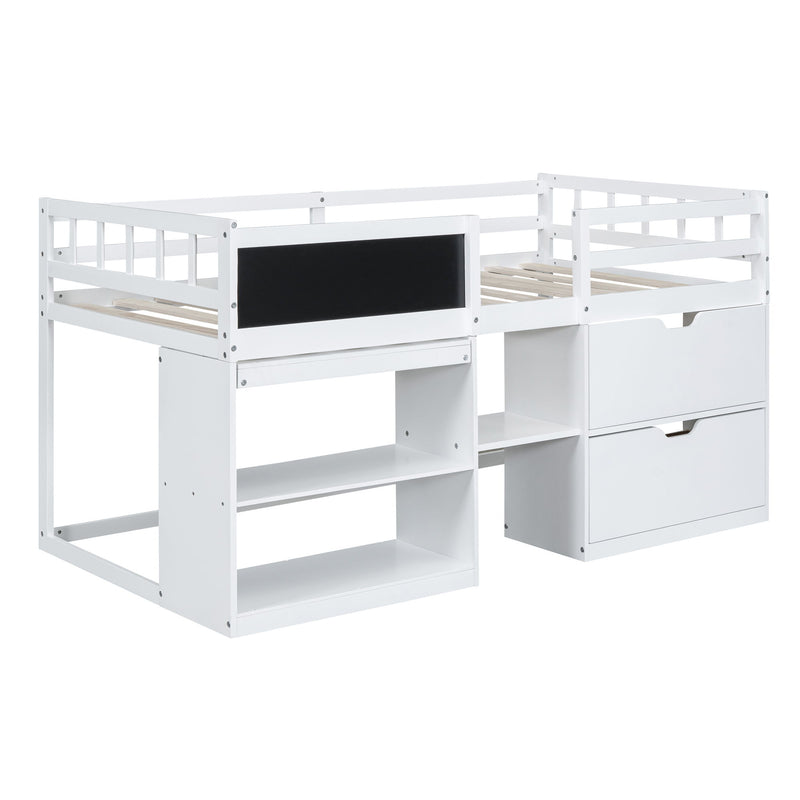 Low Loft Bed With Rolling Desk, Shelf And Drawers - R&R Furniture Gallery (Fountain Valley, CA)