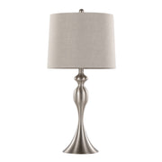 Lumi Source Ashland contemporary table lamp set with nickel finish and light gray shades, featuring modern design for living spaces.