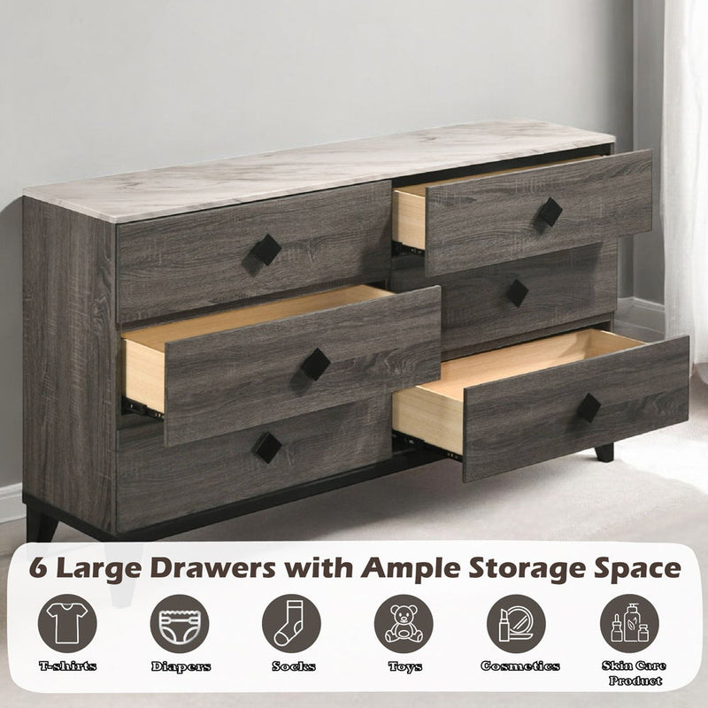 Avantika - Dresser - Faux Marble Top & Rustic Gray Oak - R&R Furniture Gallery (Fountain Valley, CA)