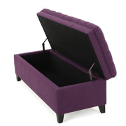 Juliana storage ottoman by Noble House with birch wood legs, soft cushioned top, and spacious interior for versatile home storage.