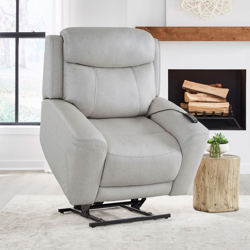 Parker Living Callahan power lift recliner with heat and massage features, showcasing plush upholstery and control panel.