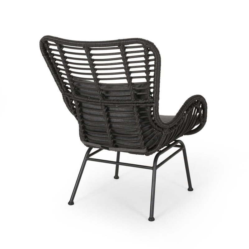 Modern Aesthetic Outdoor Rattan Accent Chair With Metal Legs - R&R Furniture Gallery (Fountain Valley, CA)