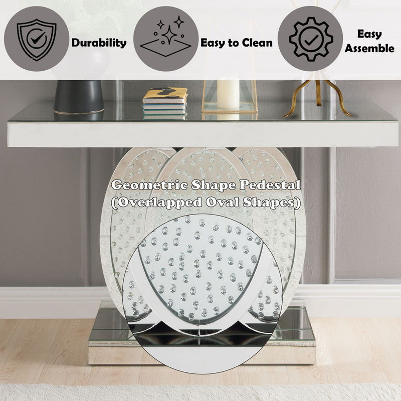 Nysa - 47"L Console Table - Mirrored & Faux Crystals - R&R Furniture Gallery (Fountain Valley, CA)
