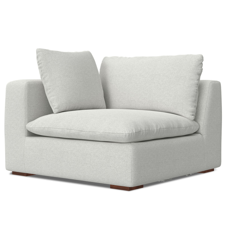 Simpli-Home Jasmine handcrafted stationary sofa with plush cushions and elegant upholstery, ideal for stylish living room seating.