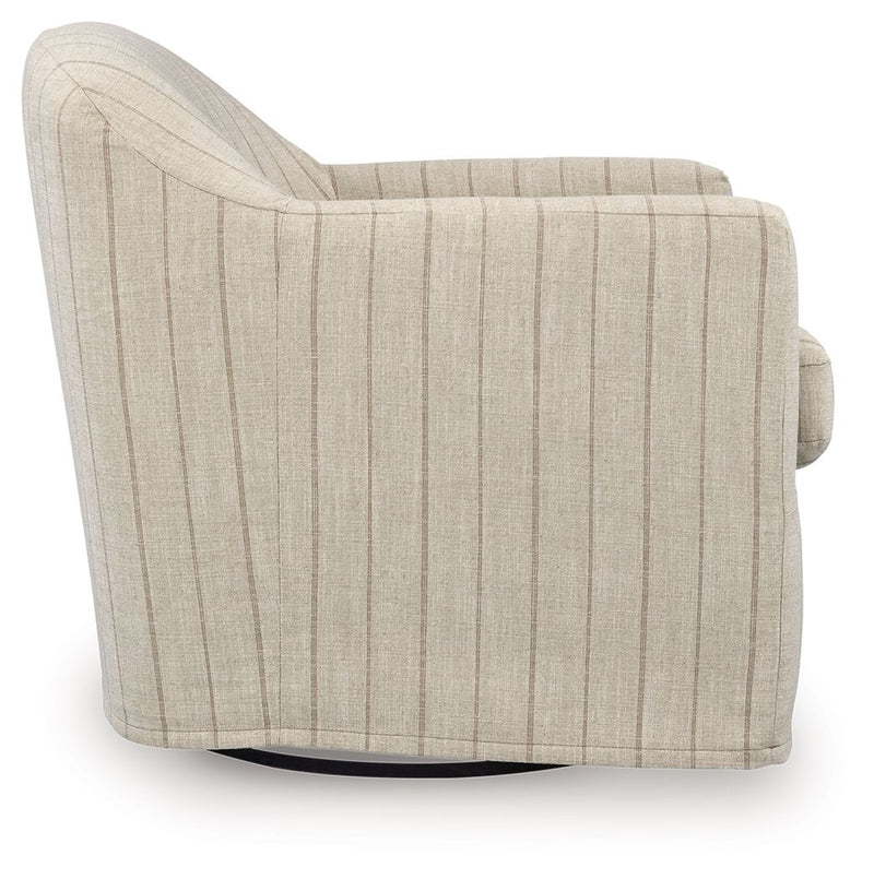 Valwick - Swivel Accent Chair - Cream / Brown - R&R Furniture Gallery (Fountain Valley, CA)