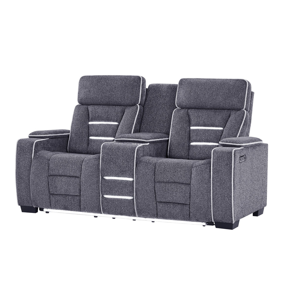 Austin - Console Reclining Loveseat With Storage Arms - Gray