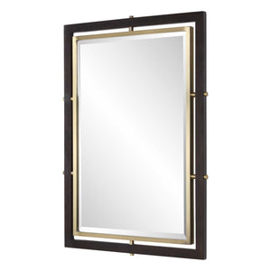 Bach - Rectangle Mirror - Walnut & Brass