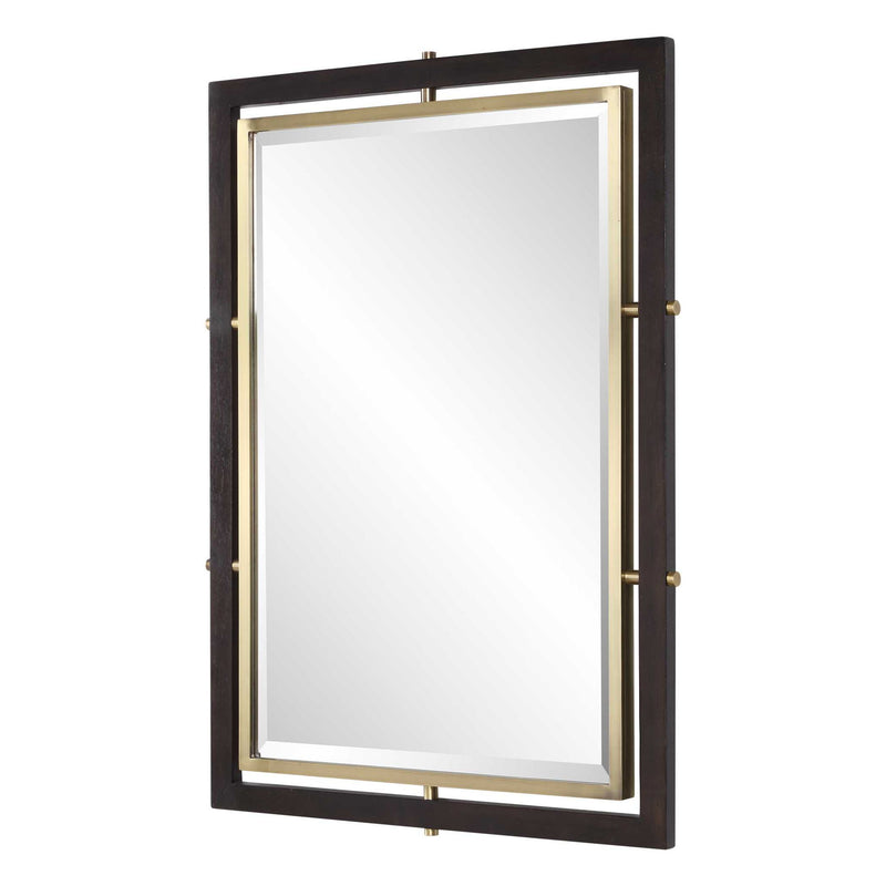 Bach - Rectangle Mirror - Walnut & Brass