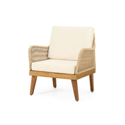 Outdoor Club Chair With Rope Weave Design - Teak - R&R Furniture Gallery (Fountain Valley, CA)