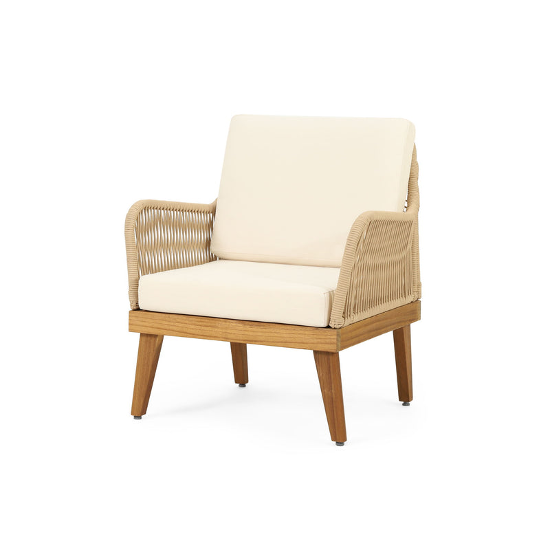 Outdoor Club Chair With Rope Weave Design - Teak - R&R Furniture Gallery (Fountain Valley, CA)
