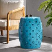 Noble House Soleil barrel-shaped side table with smooth wooden finish and rounded design, ideal for living room decor.