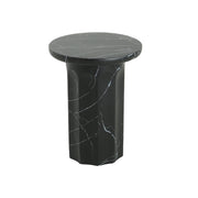 Outdoor Lightweight Concrete BMarble Effect Side Table, Living Room End Table - Black / Marble - R&R Furniture Gallery (Fountain Valley, CA)