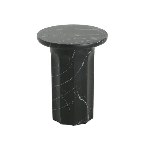 Outdoor Lightweight Concrete BMarble Effect Side Table, Living Room End Table - Black / Marble - R&R Furniture Gallery (Fountain Valley, CA)
