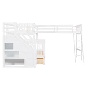 Solid L Shaped Bunk Bed With 3 Drawers, Ladder And Staircase - R&R Furniture Gallery (Fountain Valley, CA)
