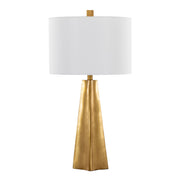 Lumi Source Pompeii contemporary table lamp with a gold base and white shade, stylish lighting for modern interior decor.