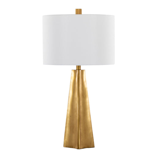 Lumi Source Pompeii contemporary table lamp with a gold base and white shade, stylish lighting for modern interior decor.