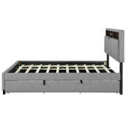 Upholstered Platform Bed With Storage Headboard, Trundle & 2 Drawers And A Set Of Sockets & USB Ports - R&R Furniture Gallery (Fountain Valley, CA)