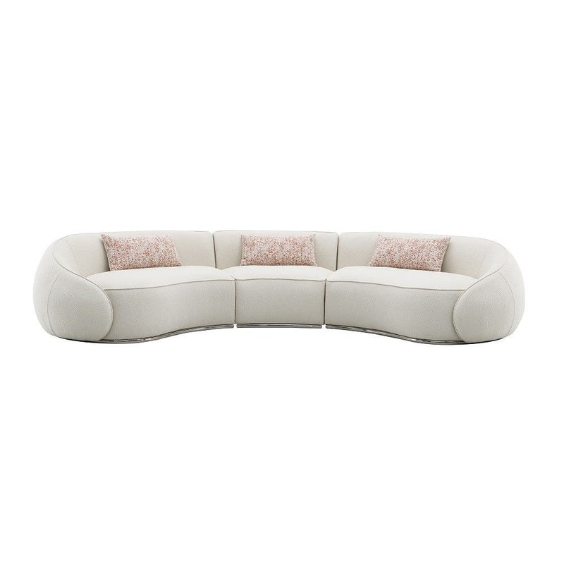 Sahara - Sectional Sofa With 3 Pillows - Beige Boucle - R&R Furniture Gallery (Fountain Valley, CA)