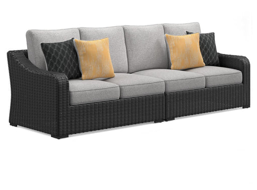 Beachcroft - 2-Piece Outdoor Loveseat with Cushion - Black / Light Gray - R&R Furniture Gallery (Fountain Valley, CA)