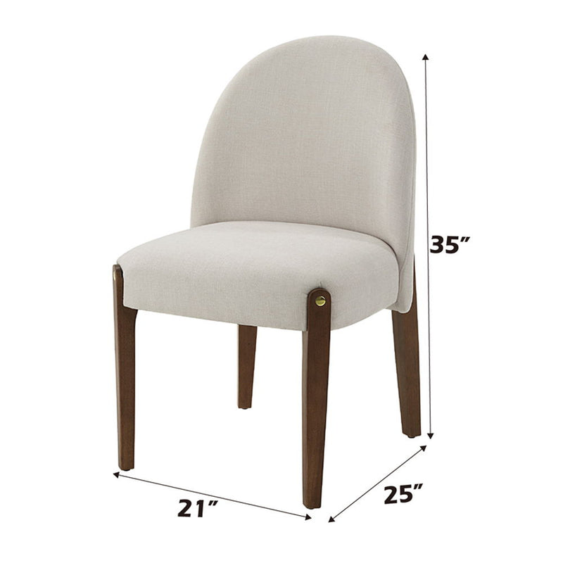 Gamarya - Side Chair (Set of 2) - White Fabric & Oak - R&R Furniture Gallery (Fountain Valley, CA)