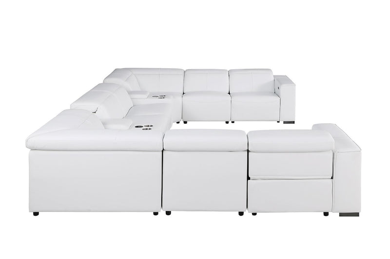 1208 - 10 Piece U Shaped Leather Sectional With 4 Power Recliners & Power Headrest