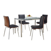 Lumi Source Fuji Mason 5-piece swivel contemporary dining set with glass tabletop and modern chairs, ideal for stylish dining rooms.