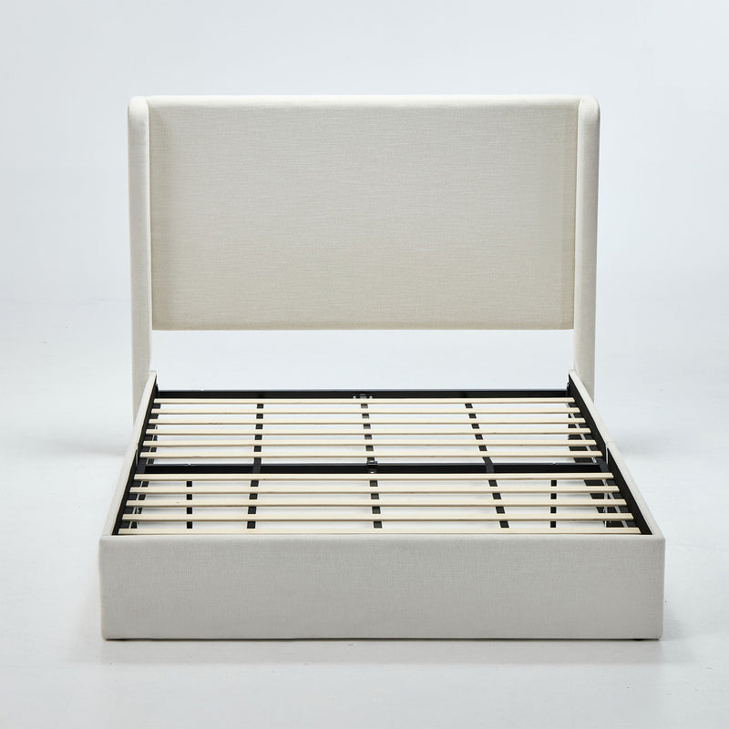 Carmen - Full Size Upholstered Wingback Bed - Ivory - R&R Furniture Gallery (Fountain Valley, CA)