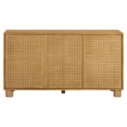 TOV Furniture Miles 3-door sideboard in natural wood finish with sleek modern design and metal handles.