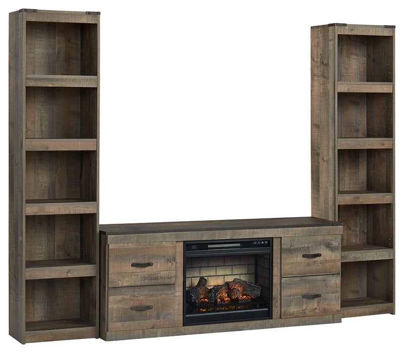 Trinell - 3-Piece Entertainment Center With Electric Fireplace - Brown - R&R Furniture Gallery (Fountain Valley, CA)