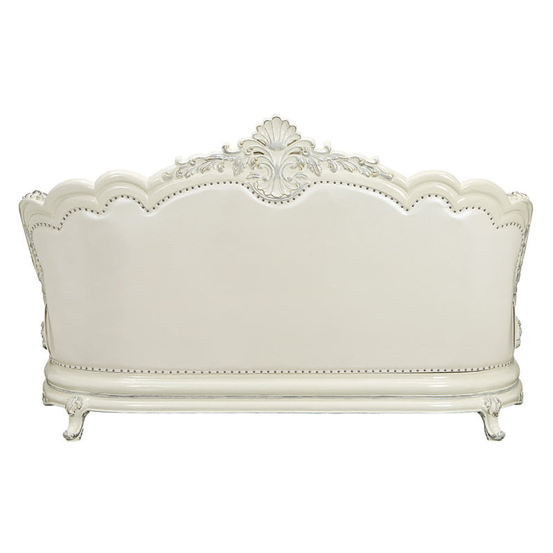 Adara - Sofa With 7 Pillows - Pearl White Synthetic Leather & Antique White - R&R Furniture Gallery (Fountain Valley, CA)