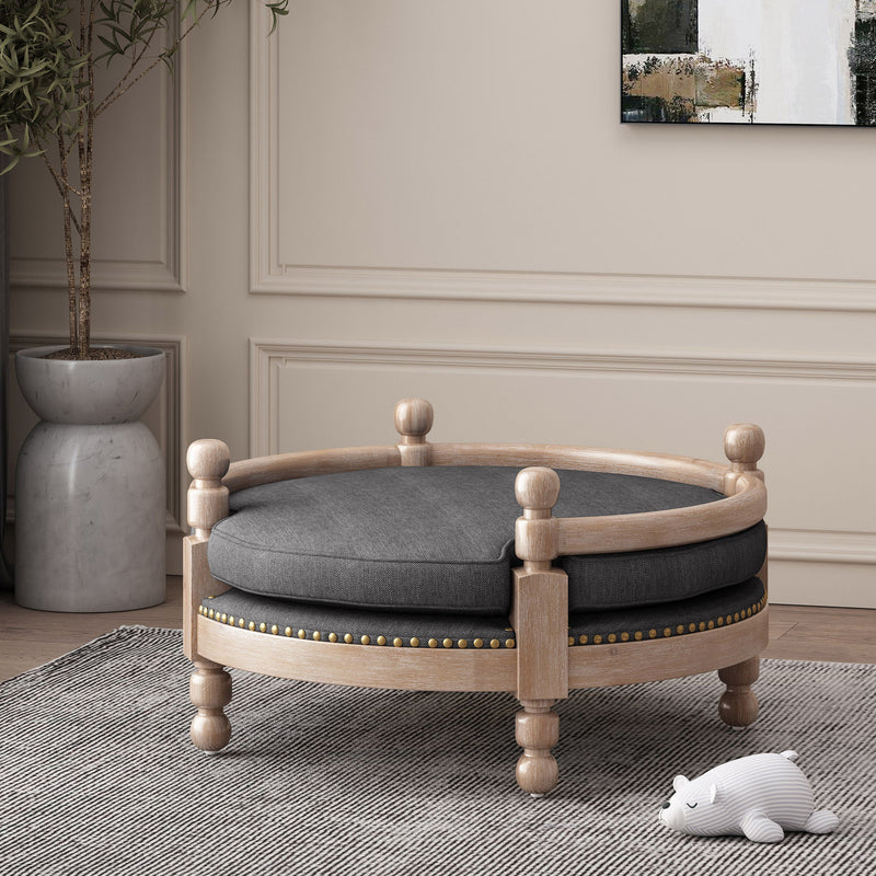 Round Pet Sofa, Wide Upholstered Pet Bed - Charcoal - R&R Furniture Gallery (Fountain Valley, CA)