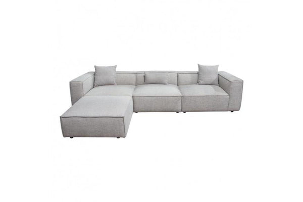 Vice 4PC Modular Sectional in Barley Fabric with Ottoman