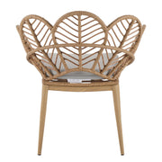 Kirk - Outdoor Wicker Peacock Shape Papasan Style Chair, Teak Finished Leg (Set of 2) - Beige / Light Brown / Light Teak - R&R Furniture Gallery (Fountain Valley, CA)