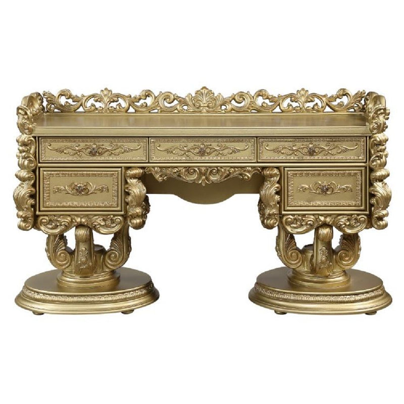 Bernadette - Vanity Desk - Gold - R&R Furniture Gallery (Fountain Valley, CA)