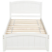 DreamHaus platform bed with matching headboard, footboard, and wood slat support, showcasing a modern bedroom setup.