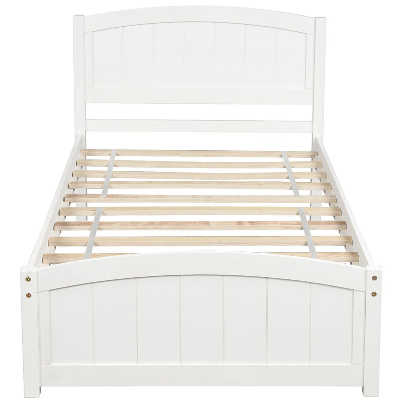 DreamHaus platform bed with matching headboard, footboard, and wood slat support, showcasing a modern bedroom setup.