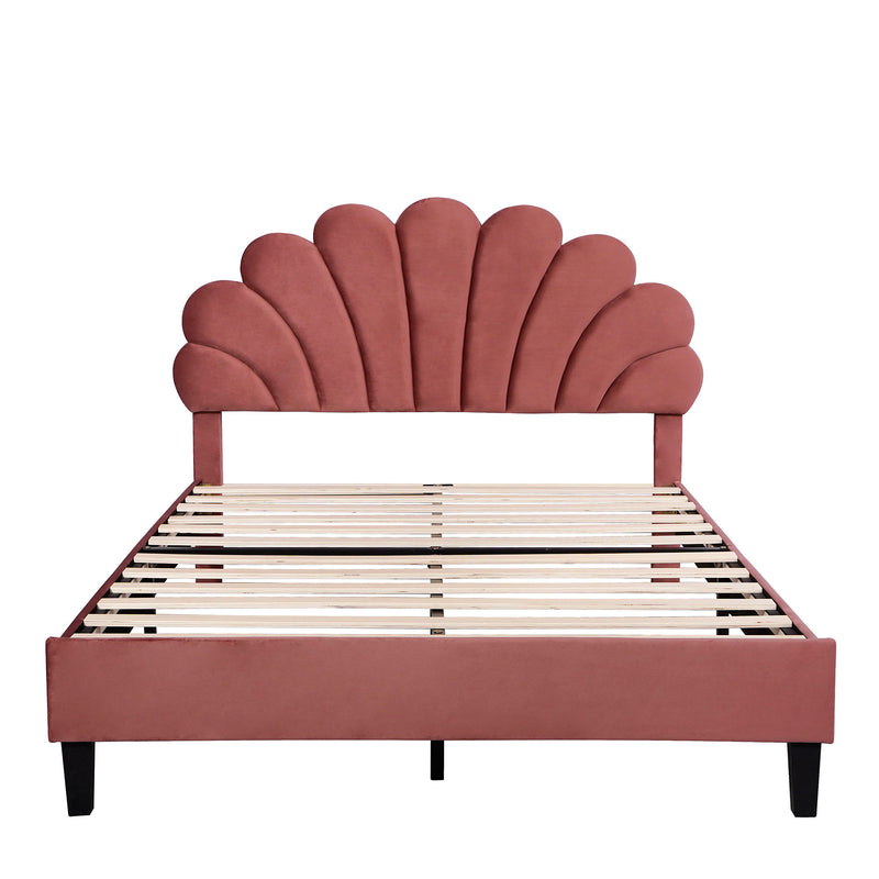 Upholstered Platform Bed With Flower Pattern Headboard - R&R Furniture Gallery (Fountain Valley, CA)