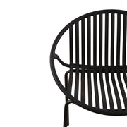 Set of two Noble House stackable outdoor chairs with breathable plastic backrests, perfect for patio or garden seating.