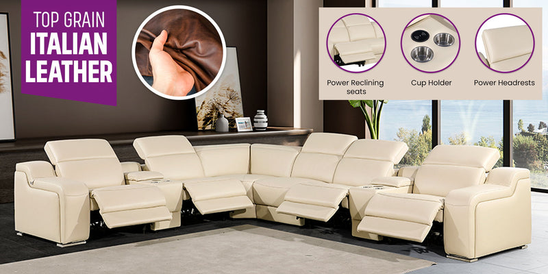 1116 - Power Reclining Italian Leather Sectional - R&R Furniture Gallery (Fountain Valley, CA)