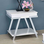 Titus - End Table, White/Chrome