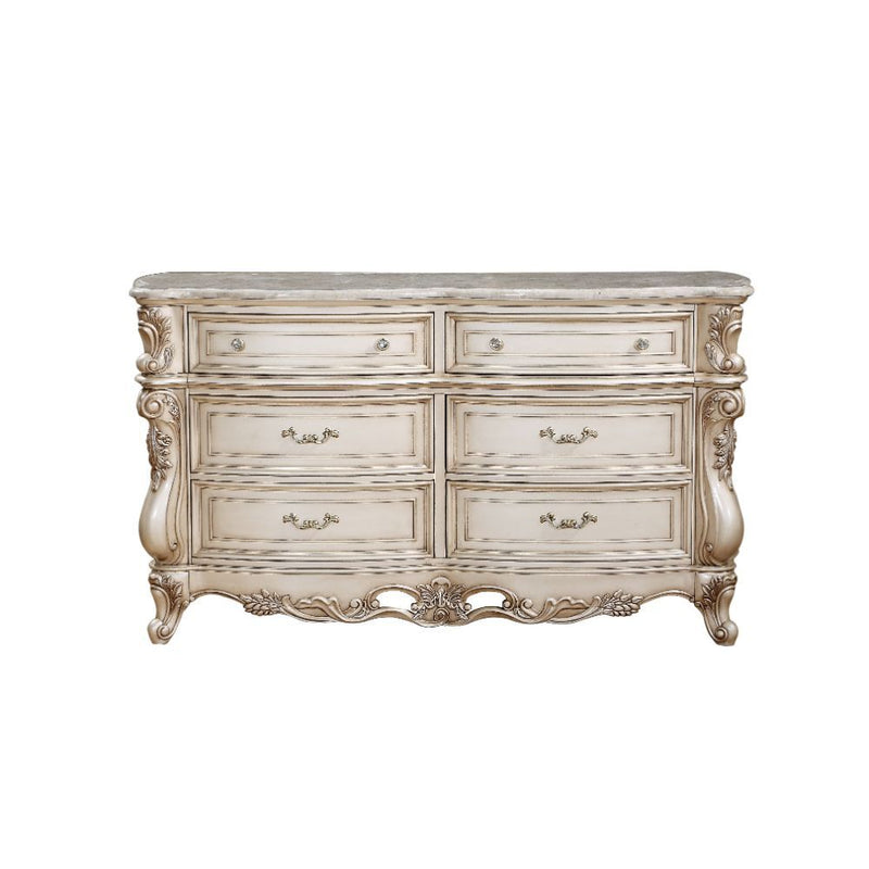 Gorsedd - Dresser With Marble Top - Marble Top & Golden Ivory - R&R Furniture Gallery (Fountain Valley, CA)